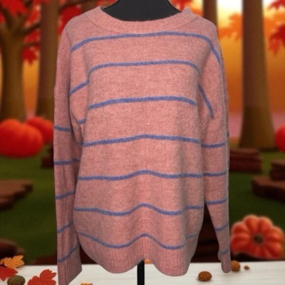 J. Crew Alpaca Blend Soft Cozy Pink Blue Oversized Sweater Size XS - Picture 5 of 6